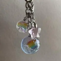 空玉　雲レジン　レインボー　チャーム　キーホルダー