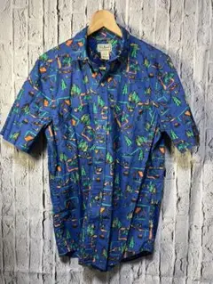 新品未使用　L.L.Bean ブルー半袖シャツ　アロハ　Ｓ（日本M-L相当）