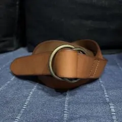 ★お値下げ不可★栃木レザー ダブルリング ベルト キャメル 本革 ヌメ革