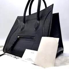 CELINE セリーヌ トートバッグ ハンドバッグ クロコ型押しレザー