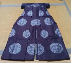 極美品　差袴　一級神職　紫固地　綾白八藤紋　袷仕立　磯貝装束店　畳紙、箱付き