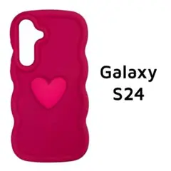 Galaxy S24 ピンク ハート ウェーブ カバー
