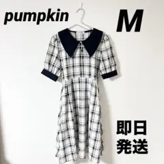 【pumpkin】 新品 未使用 チェック柄 襟付きワンピースM