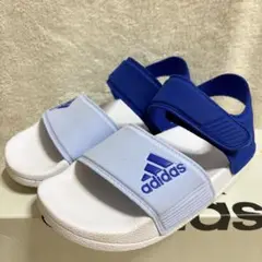 【adidas サンダル 19cm 】アディダス 青 白 マジックテープ