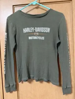 Harley-Davidson レディース長袖Tシャツ M オリーブグリーン
