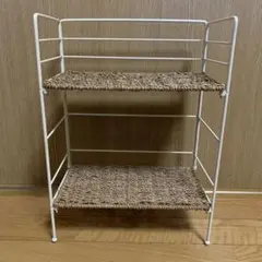 二段収納シェルフ ホワイトメタルフレーム