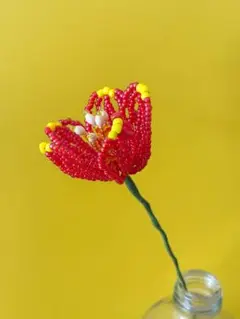 ビーズフラワー　一輪挿し　ハンドメイド 造花 インテリア　枯れない花　No.45