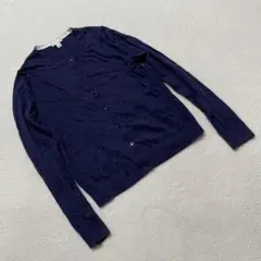 GAP シルク混 コットンニットカーディガ ンネイビーS