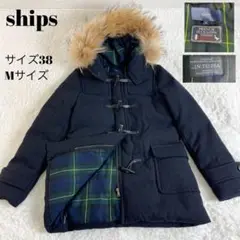 ships ダッフルダウンコート フード タヌキファー ネイビー 38 M