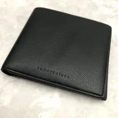 ★美品★ボナベンチュラ 折り財布 クロコ レザー シボ革 濃紺 BONAVENTURA BWAT7C Compact Wallet スモールウォレット / ボナ