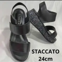 STACCATO グリッター　ブラック サンダル 24cm