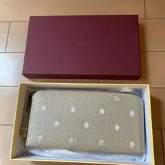 ペルケ⭐︎ドット柄刺繍長財布⭐︎新品未使用⭐︎ヤギ革♪リンネル好きに