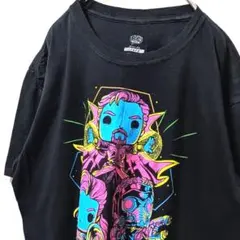 マーベル ポップアベンジャーズ デカロゴ Tシャツ ブラック 黒 L 古着