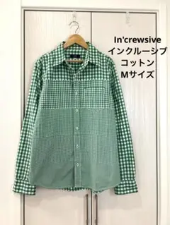 In'crewsive インクルーシブ緑のチェック柄ボタンダウンシャツ Mサイズ