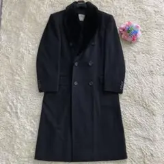 【英国製カシミヤ100%】アクアスキュータム ダブル チェスターコート 黒 36