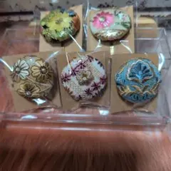 【新品未開封】ハンドメイド　インド刺繍　ポニーフック　5個セット　⑨