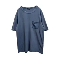 パパス ポケット付き 半袖 Tシャツ ネイビーブルー S コットン 日本製