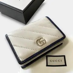 美品 GUCCI グッチ GGマーモント キルティング 二つ折り財布