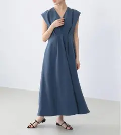 【美品】Demi-Luxe BEAMS　Vネックダブルクロスワンピース　38