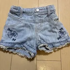 リボン刺繍フリル付きショートパンツ 95cm以下