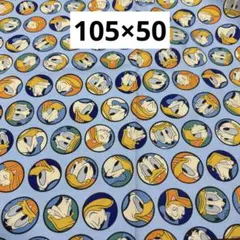111 ディズニー　ドナルド柄　ライトブルードット　オックス生地　105×50