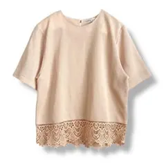 日本製【レナウン】SURE LADY レース裾トップス M オレンジ