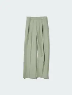 1回着用 美品 ユニクロ タックワイドパンツ（ツータック) グリーン M