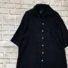 半袖リネンシャツ！アロハ　ブラックM 72