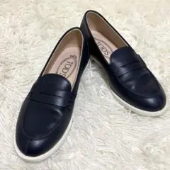 ✨美品　Tod's トッズ　コインローファー　革靴　ネイビー　34 1/2