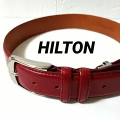 HILTON ヒルトン　ベルト　レザー　本革　赤　レディース　メンズ　バックル