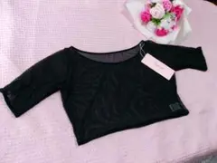 ☆チャコット【新品】シースルートップ/M/ダンスバレエ/紺￥6.600☆