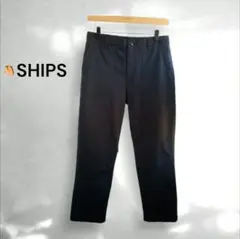 《美品》SHIPS 軽くストレッチの入ったテーパードパンツ 黒 Lフルレングス