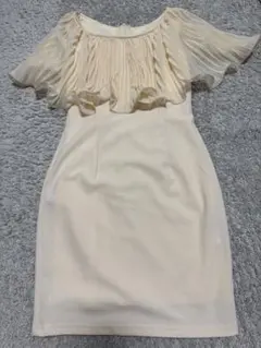 アイボリーフリル袖ドレス XSサイズ
