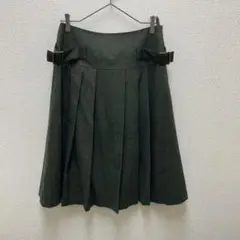 レキップ　ヨシエイナバ　プリーツスカート　ウール　カシミヤ　モスグリーン　M