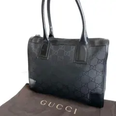 極美品 GUCCI グッチ キャンバストートバッグ ブラック