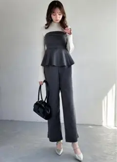 【新品】【即日】GRL ペプラムビスチェxワイドパンツセットアップ[tg784]