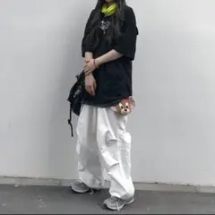 【残り3点】ユニセックス スノーカモパンツ カーゴパンツ 韓国 ホワイト 軍物