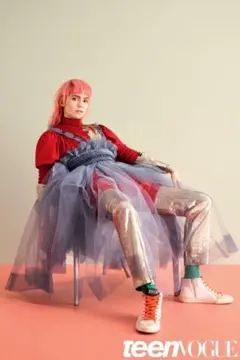 パープルワンピース レイヤード