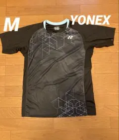 YONEX 半袖シャツ JP M 黒/青 幾何学模様