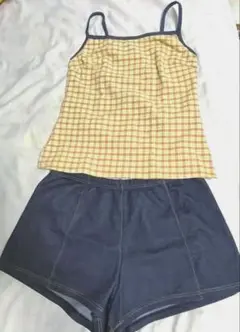 【セパレート水着】チェック柄タンクトップとショートパンツセット 13L