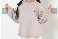 もちもちストレッチ ガールズ ハート刺繍 長袖Tシャツ