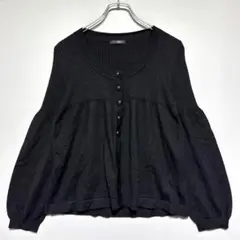 large 黒いリブ編み長袖カーディガン レディース　Lサイズ　冷房対策　夏