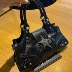 グランジ ハンドバッグ Y2K ショルダーバッグ スターモチーフ 黒 星