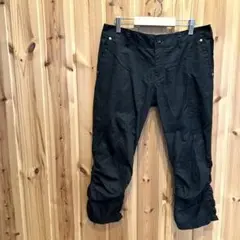 【ケーギャルソンドゥ】パンツ　半端丈　ポケット付き　裾シャーリング　ブラック　黒