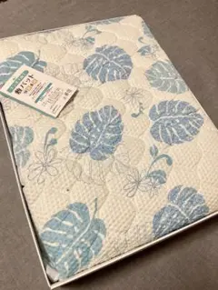 【新品 未使用】青い葉柄 敷きパッド シングルサイズ 100x205cm