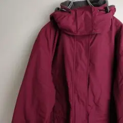 ナイロンジャケット 裏フリース ワインレッド LANDS END パーカー