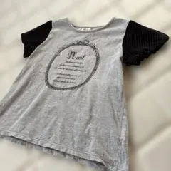 Noeilノイユ ドット柄シフォン袖Tシャツ 120サイズ BeBe
