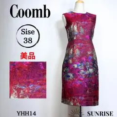 ★美品 Coomb クーム ノースリーブ ひざ丈ワンピース ピンク 総柄 38