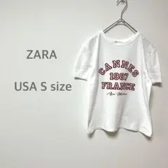 ZARA ザラ　Tシャツ　レディース　ミニ丈　半袖　プリントTシャツ　ホワイト