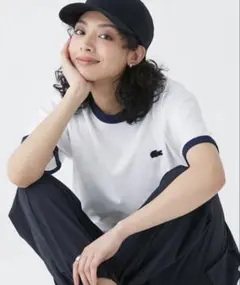 LACOSTE ワンポイントロゴ リンガーTシャツ